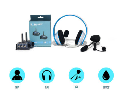 İLERİ SİLME KASKLARI İÇİN SU GEÇİRMEZ STEREO KULAKLIK VE BOM MİKROFON HOPARLÖRÜ İLE BBTALKIN 3.0 2P PAKETİ